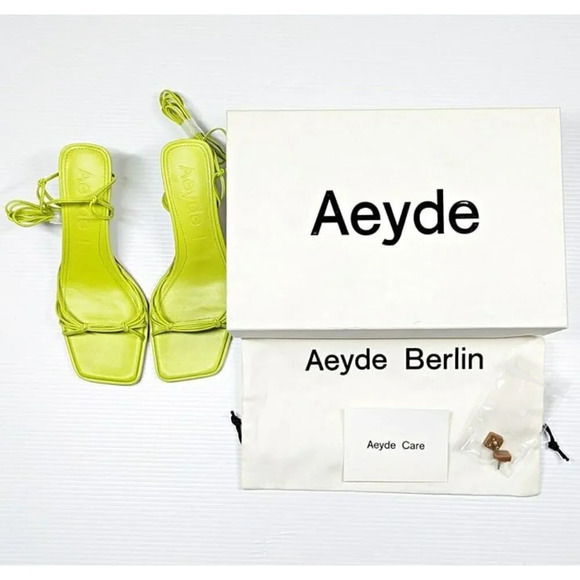 Aeyde Roda Women's Lace up Leather Sandals Apple Green Size 37 EU (MSRP $295) - Picture 3 of 11